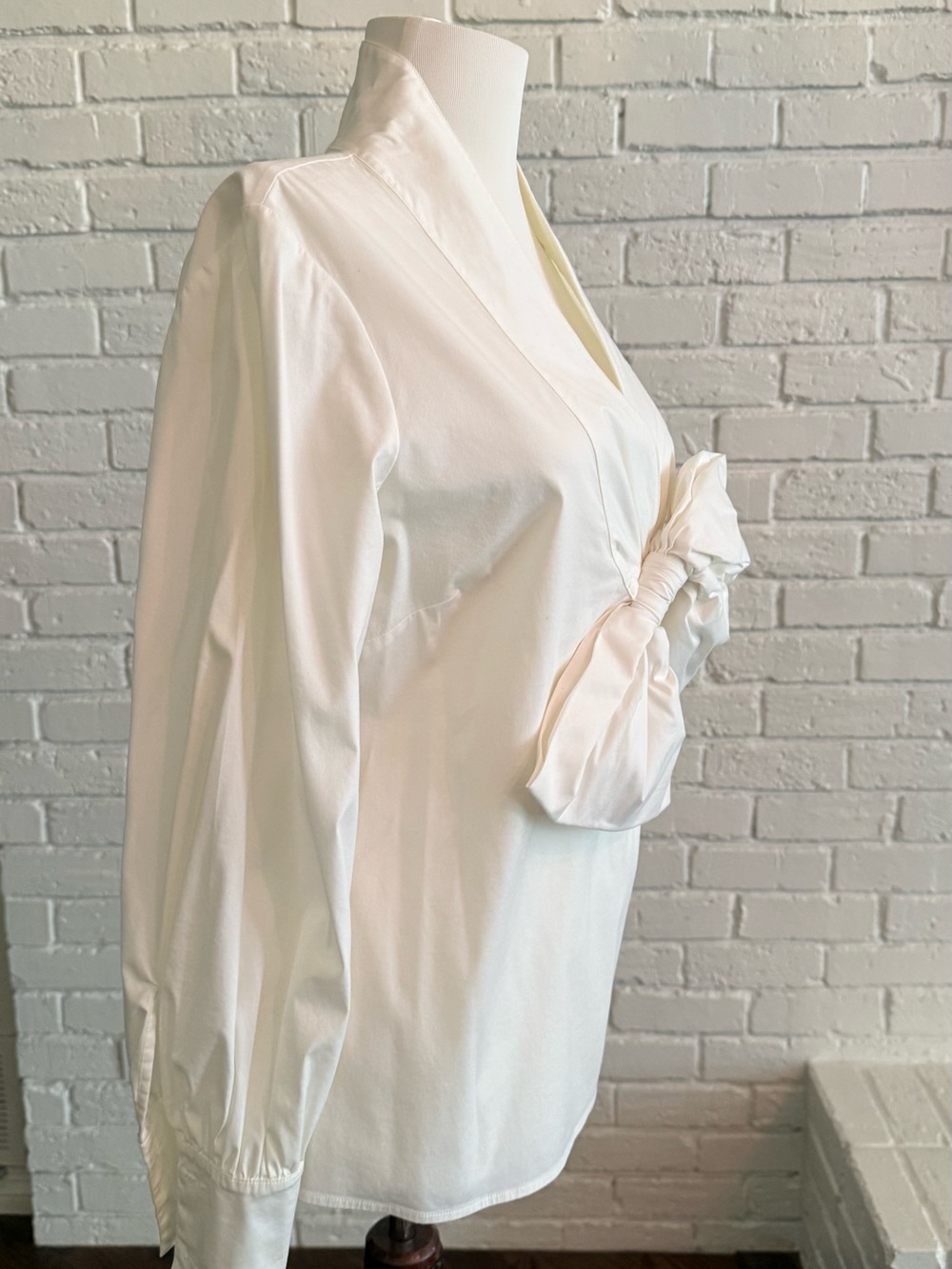 Stylish Bow-Front White Shirt - Picture 2 of 5